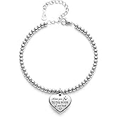 Yooborn Adjustable Bead Bracelets with Heart Charm - Jewelry for Women, Inspiring Quotes Bracelet Gift for Daughter Sister Wife Best Friend.