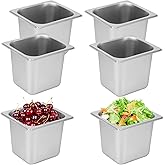 IHDYPPEW 6 Pack, 1/6 Size Stainless Steel Steam Table Pan with Lid, 6 Inch Depth Hotel Pans for Weddings, Parties, Restaurants, Cafeterias and Hotels