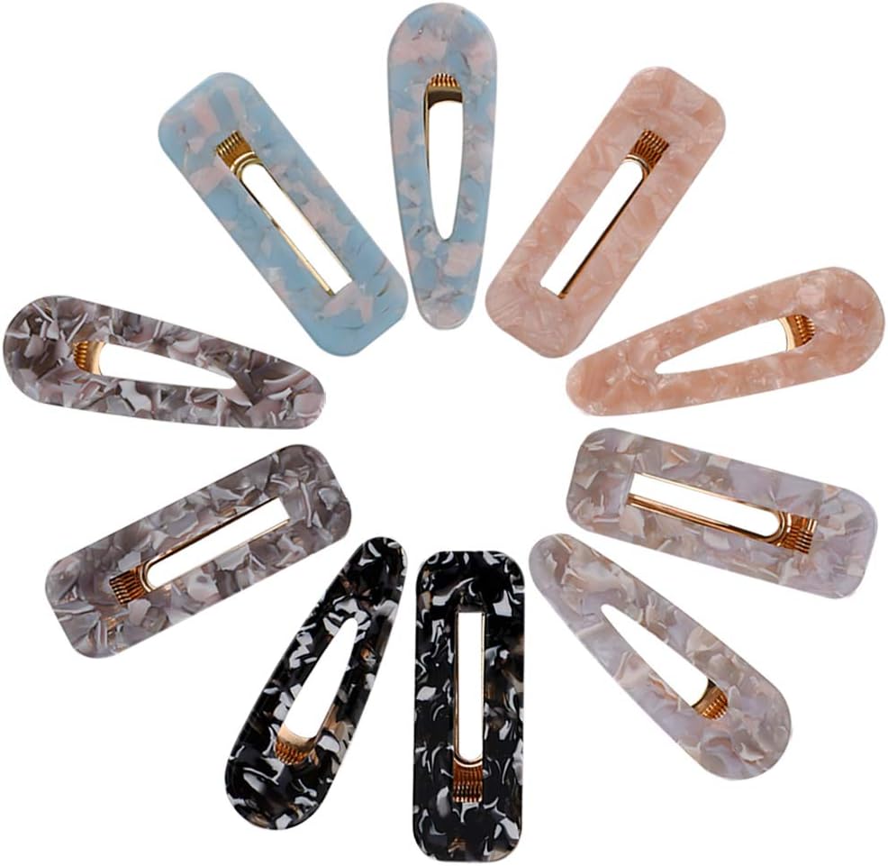 Hair Clips Set 10 Pcs Acrylic Resin Hair Barrettes Fashion Sweet Geometric Alligator Hair Clip for Women and Ladies Hair Accessories for Party Birthday Valentines Day Gifts