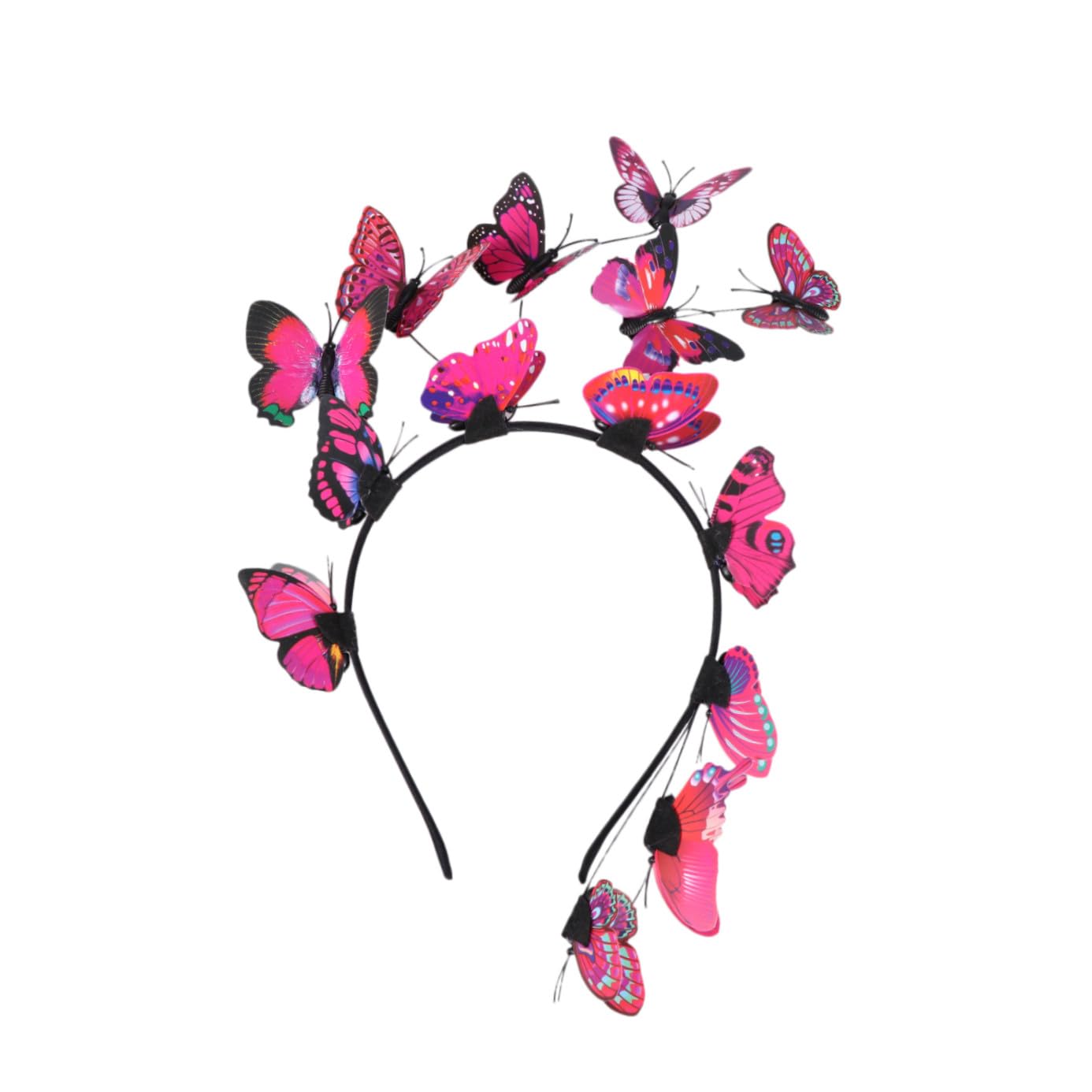 Lurrose Simulation Butterfly Headband 3D Butterfly Hairband Party Hair Accessories Festival Headband for Woman Girls Kids (Rosy)