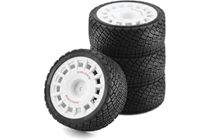 Chanmoo 1/10 RC Rally Car Tires On Road Tyres 12mm Hex Plastic Wheels Rims Compatible with 1/10 Scale Racing Car Tamiya TT01 TT02 XV01 TA06 PTG2 HPI KYOSHO HSP RC On-Road Car 4PCS (White)