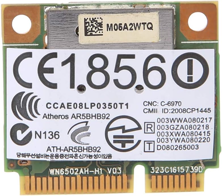 Yintiod WLAN Card WIFI Stick Atheros AR9280 2.4GHz 5GHz WLAN Minipci-Express AR5BHB92 for Linux Hackintosh Win10 Wireless WiFi Network Card