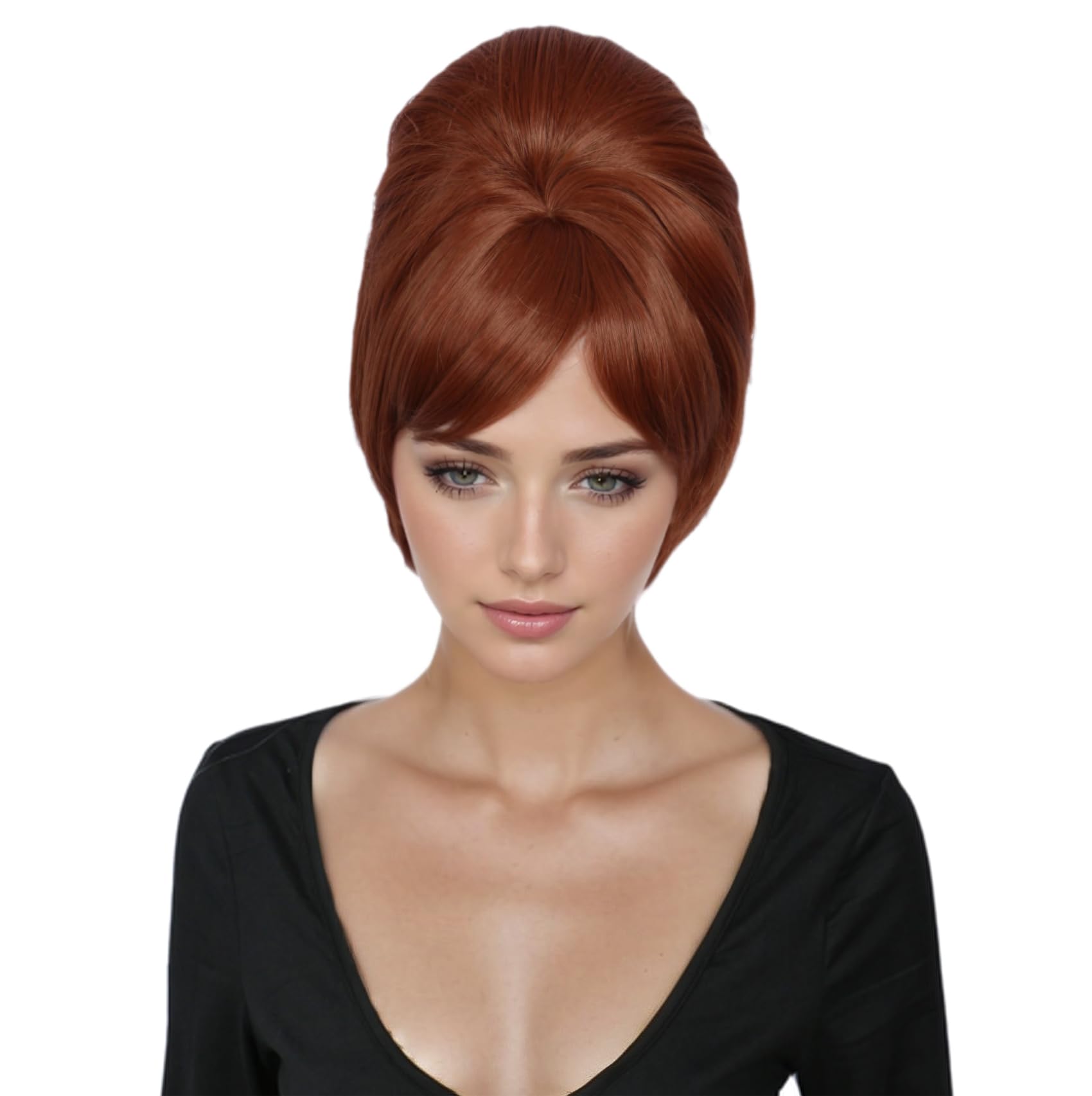 Linfairy 1960s Short Beehive Wig Perfect for Halloween Party Cosplay Bauffant Wigs (Brown) โ image 1