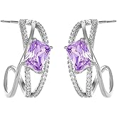 14K Gold Plated Cubic Zirconia Hoop Earrings for Women Jewelry