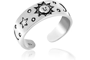 Celestial Sky Sun Moon and Star Sterling Silver Toe or Pinky Ring