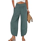 Lepunuo Womens Baggy Wide Leg Pants Summer High Waisted Palazzo Pants Beach Vacation 2026 Casual Trousers with Pockets