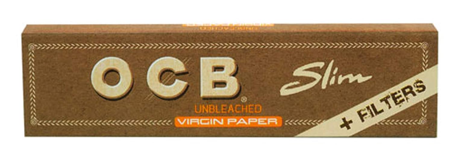 1 box OCB VIRGIN SLIM Unbleached Rolling paper King Size