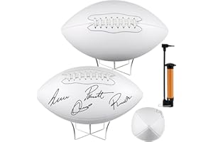 Hiboom Autograph Football with Acrylic Display Stand Air Pump Blank Gold Football for Trophy Anniversary High School College Coaching Gift Award Championship Party