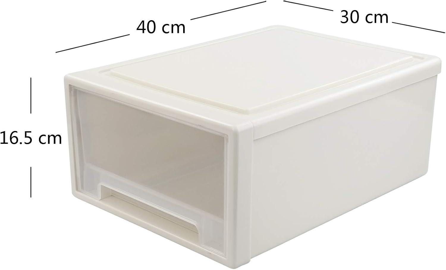 Jandson 18L Stacking Chest Storage Drawer Box Bin, Desktop Office Organizer, 1 Pack, White, 17.5 Quart - Image 3