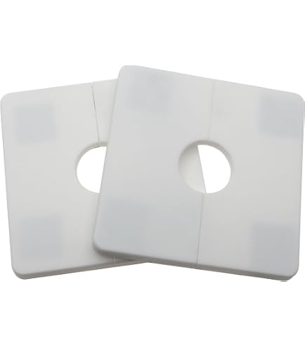 JianLing 2-Pack Plastic Square Escutcheon Plates – 3.4" X 3.4" Snap-On Wall Cover With 0.86" Hole, Silver Tone For Pipes & Faucets
