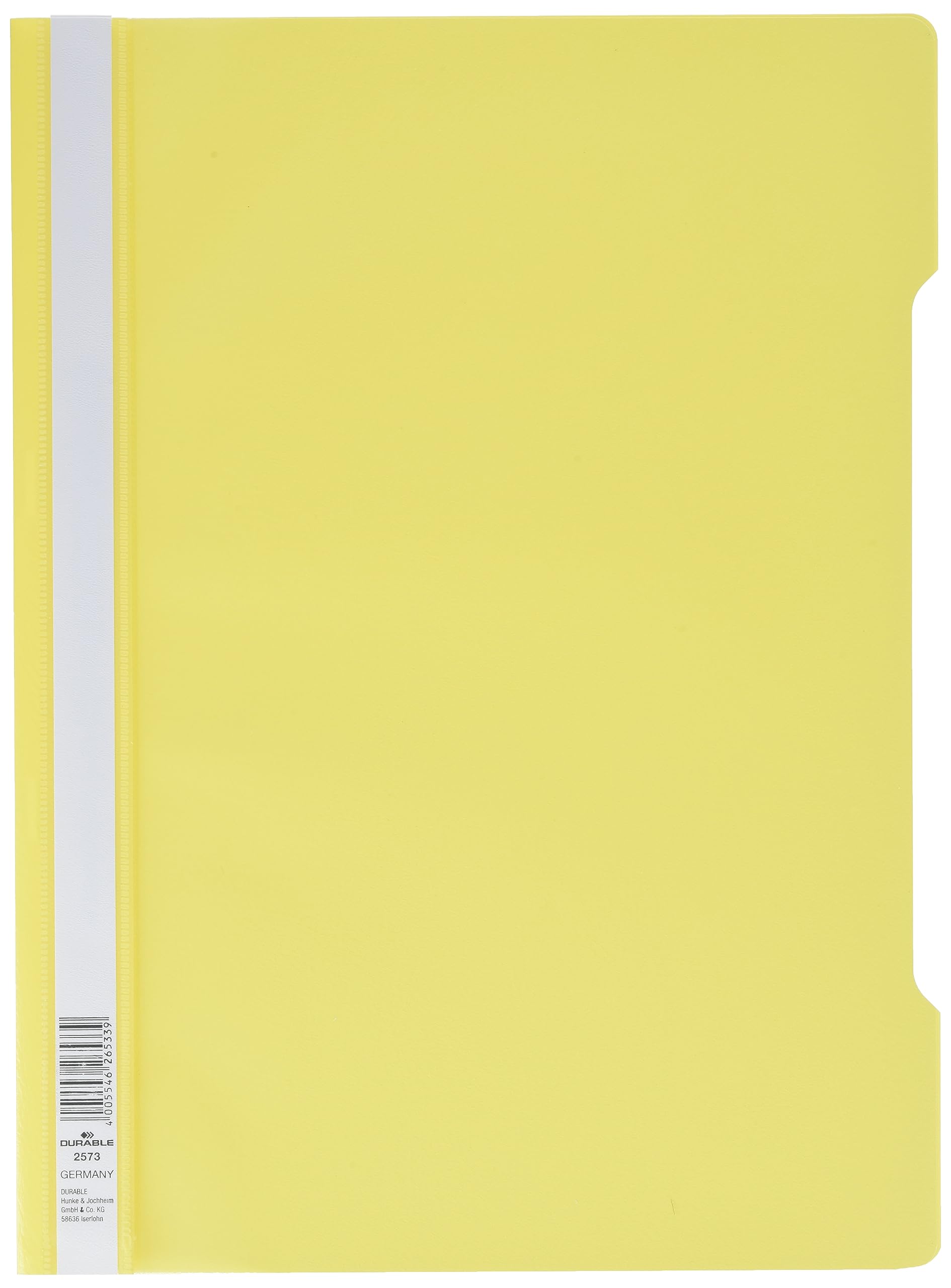 Durable 252304 Clear View Folder-Report File A4 PP, Yellow - Pack of 25