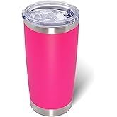 AIANJI 20oz Tumbler Bulk Stainless Steel Tumblers with Lid Vacuum Insulated Double Wall Travel Coffee Mug Powder Coated Tumbler Cup for Hot and Cold Drinks(Hot Pink, 1 pack)