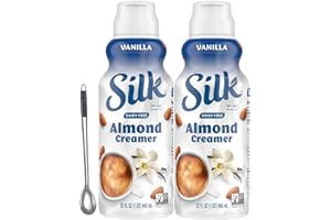 BVOJ SALES Silk Almond Coffee Creamer 2pk 32oz And Two Bear Design Coffee Stirrers Included In Every Order (Vanilla)
