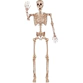 JOYIN 5.6 FT Halloween Posable Life Size Skeleton, Full Body Realistic Bones with Movable Joints, Giant Skeletons Halloween Decorations for Indoor Outdoor Haunted House Props, Spooky Scene Party Decor