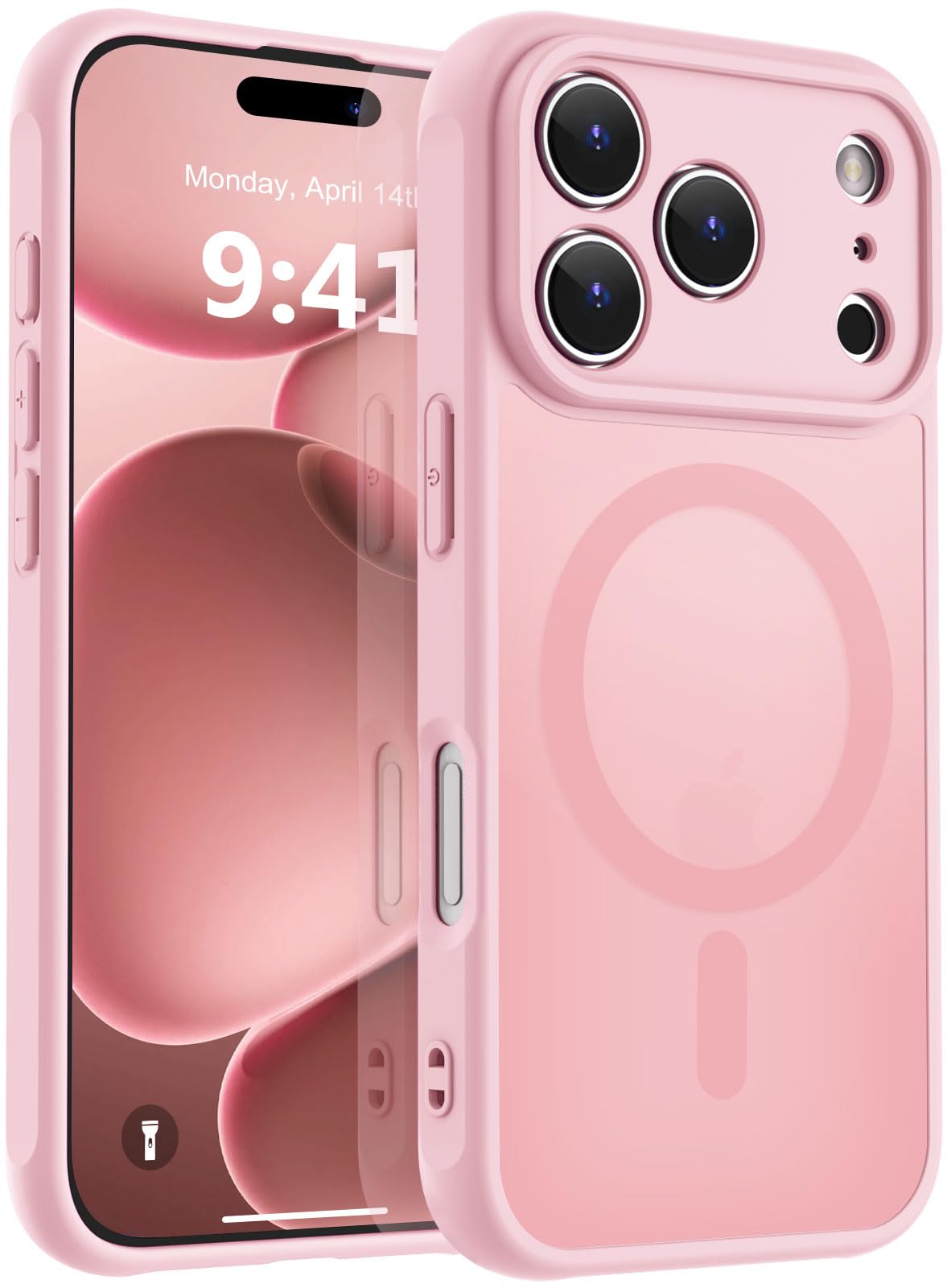 Photo 1 of MOCCA Magnetic for iPhone 17 Pro Max Case, (Compatible with Magsafe) (16FT Military Grade Protection) Full Camera Protection Anti-Fingerprint Slim Translucent Matte Phone Cover 6.9",Pink