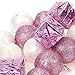 Juvale 35-Pack Christmas Tree Decorations - Glittery Xmas Ornaments in 3 Assorted Ball and Gift Box Designs - Perfect Festive DecorEmbellishments, Pink and White