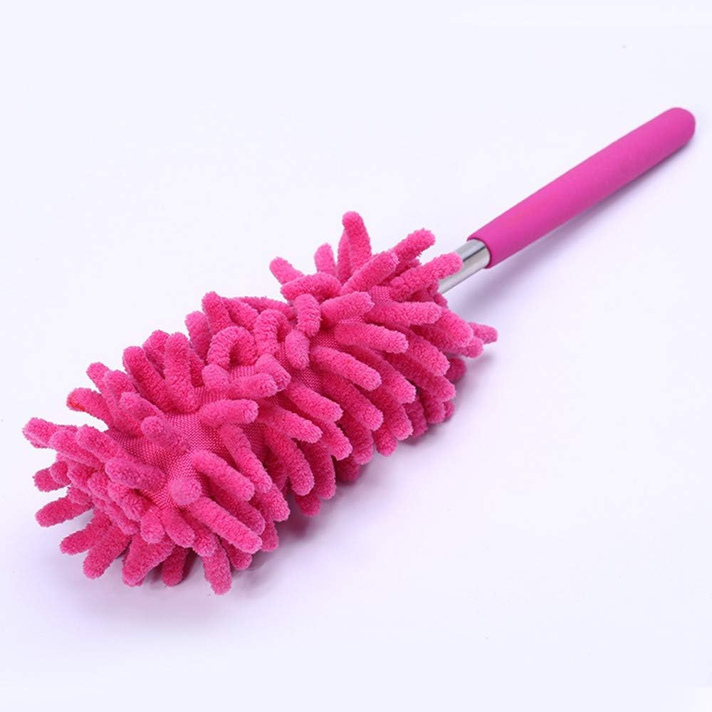 HOT1950s Feather Duster Microfiber Duster Dusting Brush -with 28/63CM Extendable Pole Washable Duster Head for Home Office Car Cleaner Dust Handle (63CM, Hot Pink)