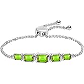 LeCalla 925 Sterling Silver Bracelets for Women | Created Birthstone Gemstone Adjustable Sliding Bolo Bracelet | Women's Birthstone Bracelets Jewelry Gifts