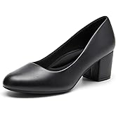 DREAM PAIRS Women's Pumps Low Chunky Block Heel Dress Shoes Closed Round Toe Comfortable Heels