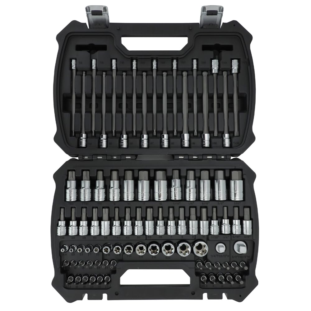 MichaelPro MP012018 86-pc Master Socket Set, SAE and Metric Hex Bit, Tamper Proof and Long Torx Bit, External Sockets and Adaptors, Hex and Torx Socket, Storage Case