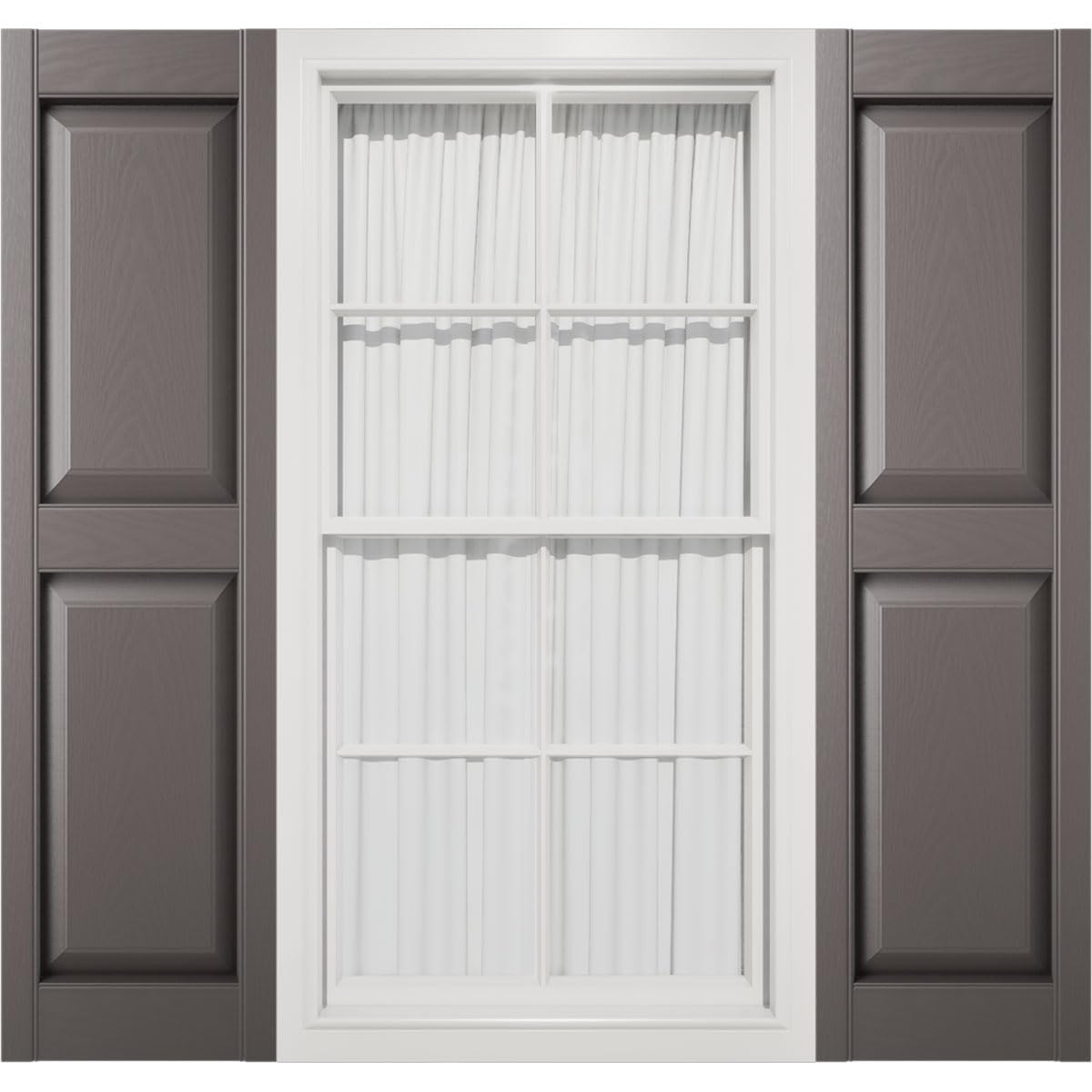 Photo 1 of ***2 BOXES INCLUDED***Mid America Mid-America 00021471010 Standard Size Williamsburg Double Panel Vinyl Shutters, w/Installation Shutter-Lok's & Matching Screws (Per Pair), 010, 14 3/4"W x 71"H, Musket Brown***2 BOXES INCLUDED***