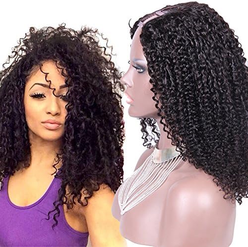 Addcolo Tight Curly U Part Wig Brazilian U Part Human Hair Wigs For Black Women 1.5x4 Middle Part Upart Natural Color 130% Density 18Inch