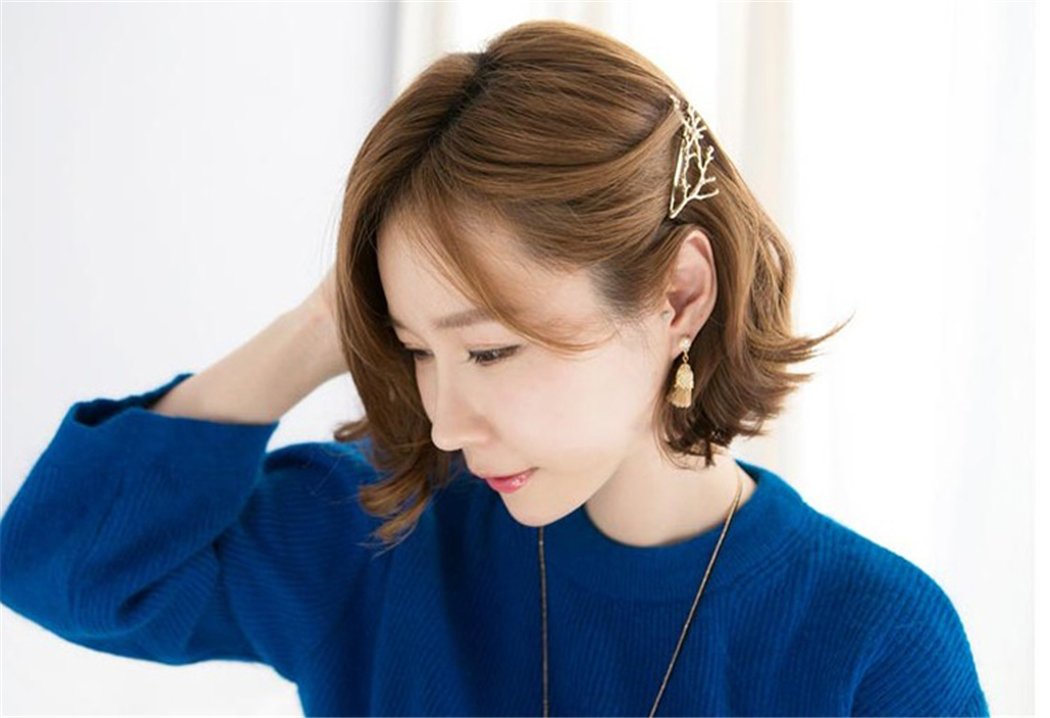 Womens Barrettes, Fascigirl 12PCS Metal Hairpins Gold Silver Butterfly Hair Clips for Girls Tree Branch Alloy Geometrical Moon Circle Bowknot Hair Circle Barrettes (Tree Branch + Tree Leaf)