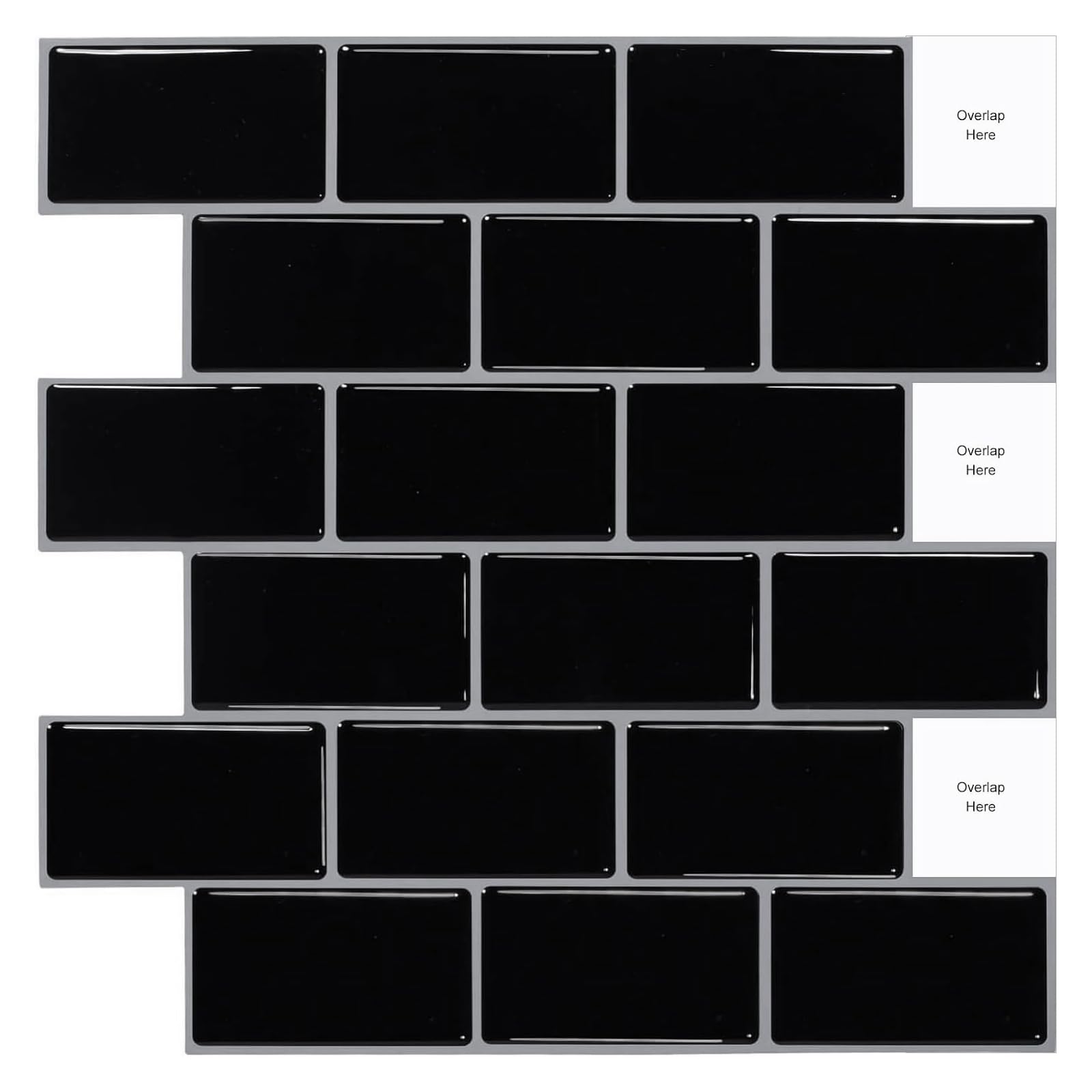 (10-Sheets) Peel and Stick Subway Tile Stickers, Self Adhesive Wall Tiles, Stick on Tile Splashback for Kitchen & Bathroom Black