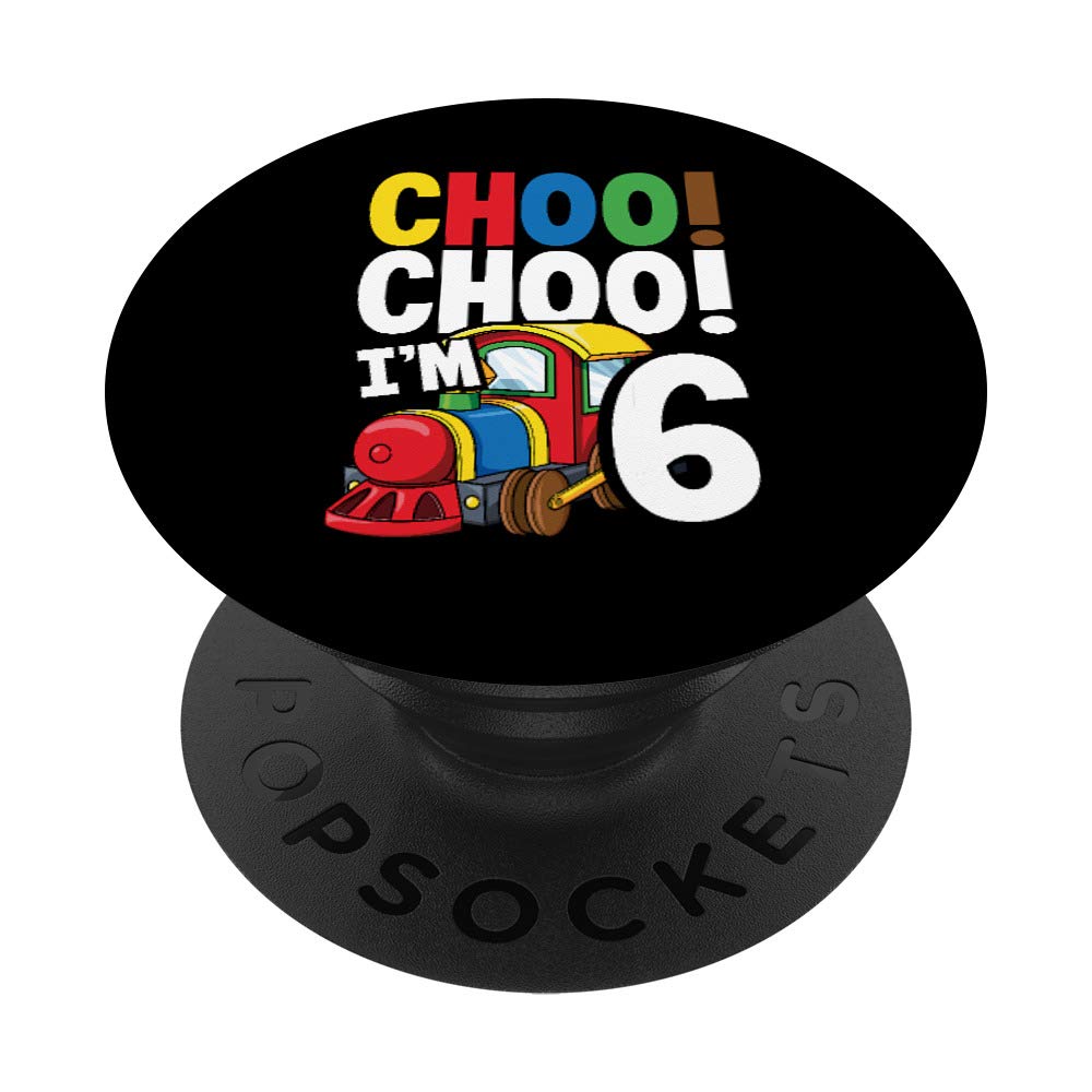 Choo Choo I'm 6 Boys 6th Birthday Boy Trains for Toddlers PopSockets PopGrip: Swappable Grip for Phones & Tablets