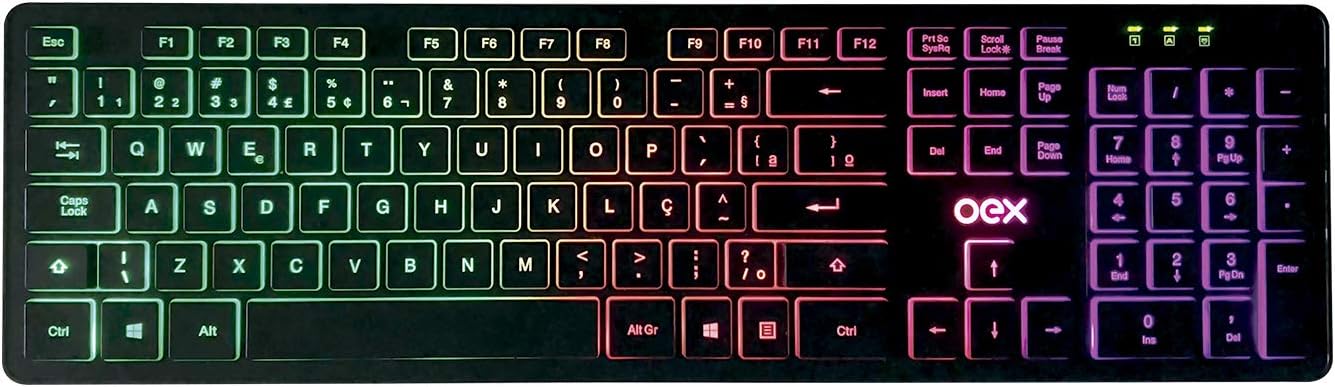 Teclado Rainbow Usb Backlight Colorido Tc303 Preto Oex  (7898587270281)