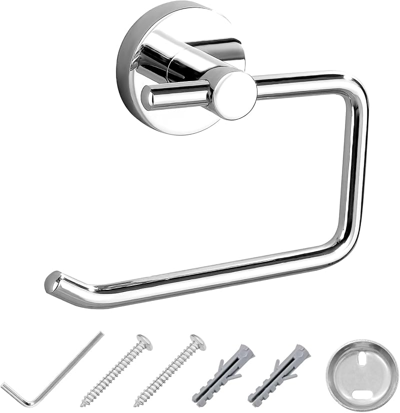 JASSFERRY Chrome Round Wall Mounted Toilet Roll Holder Bathroom Storage
