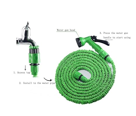 SJIASG Erweiterbarer Gartenschlauch, Bürstenwasserpistole Home Artefakt, Magic Teleskopschlauchset (Farbe : Green, größe : 37