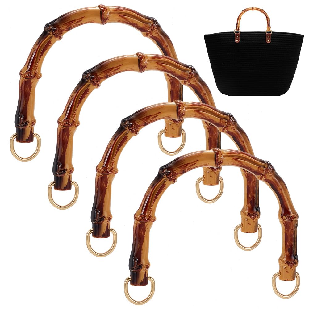 PH PandaHall 4 Pack U-Shaped Purse Handles Bag Handles Replacement Plastic Imitation Bag Handles Purse Strap with Alloy Clasp for Bag Making Shoulder Bag Crochet Bag