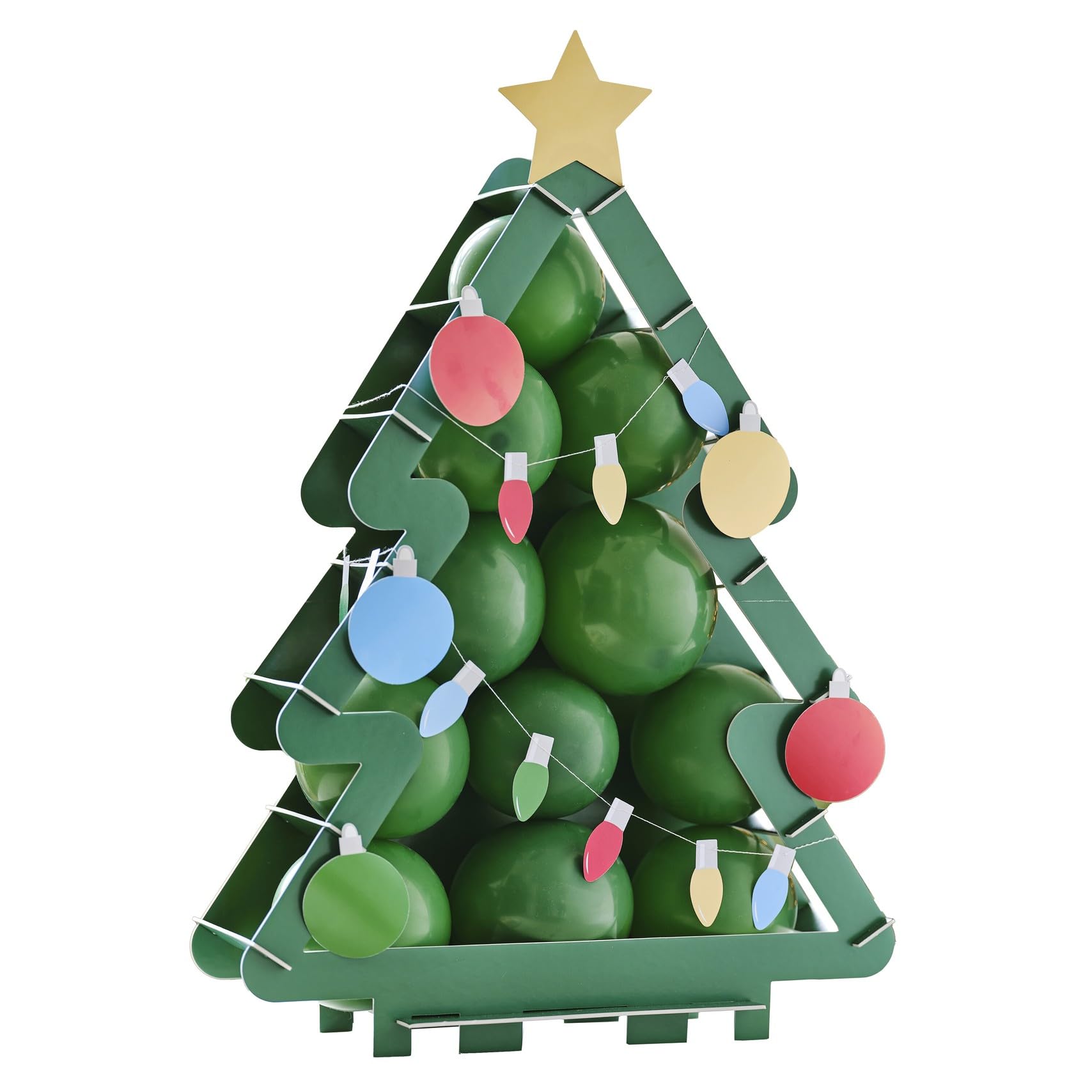 Ginger Ray Balloon Mosaic Christmas Tree with Balloons and Stick on Lights for Christmas Parties and Kids Bedrooms