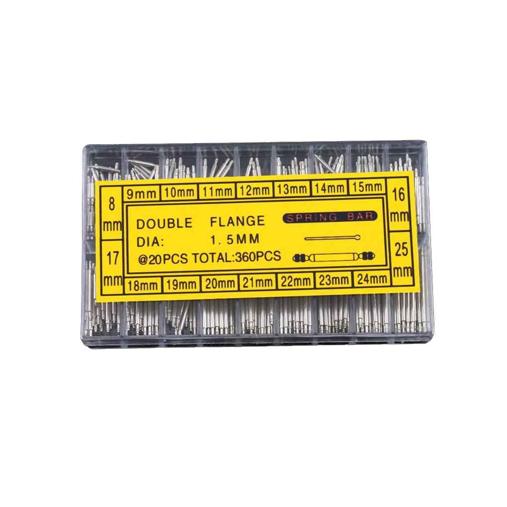 360pcs 8-25mm Watch Band Spring Bars Strap Link Pins Repair Watchmaker Tools Sunlera