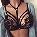 WM&MW Triangle Bra, Women Crop Bustier Top Floral Lace Bra Elastic Hollow Harness Shirt Choker (M, Black)