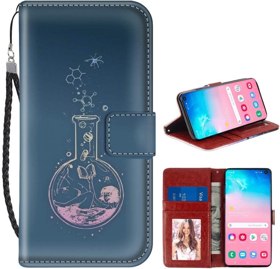 Wallet Case for Samsung Galaxy S10 Chemistry Phone Cover TPU Soft Edge Internal Case and PU Leather Outer Case with Card Slot Magnetic Buckle Flip Case