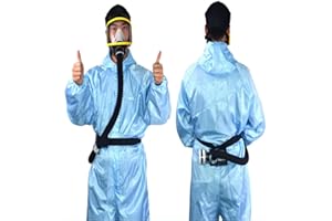 Portable and Reusable Head-mounted Full Face Respirator, Powered Air Supply 6200 Papr Respirator System with 2 Breathing Hose