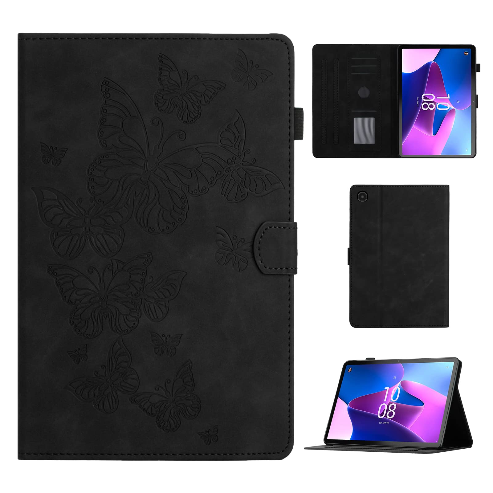 Case for Lenovo Tab M10 Plus 3rd Gen 10.6 Inch, Protective Case Cover Tablet Smart Cover with Auto Wake/Sleep for Lenovo Tab M10 Plus 3rd Generation 2022 (TB125/TB128), Black