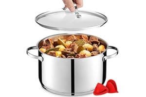GOURMEX 6L Induction Casserole | Stainless Steel Pot with Glass Cookware Lid | Interior Measurement Markings | Compatible wit