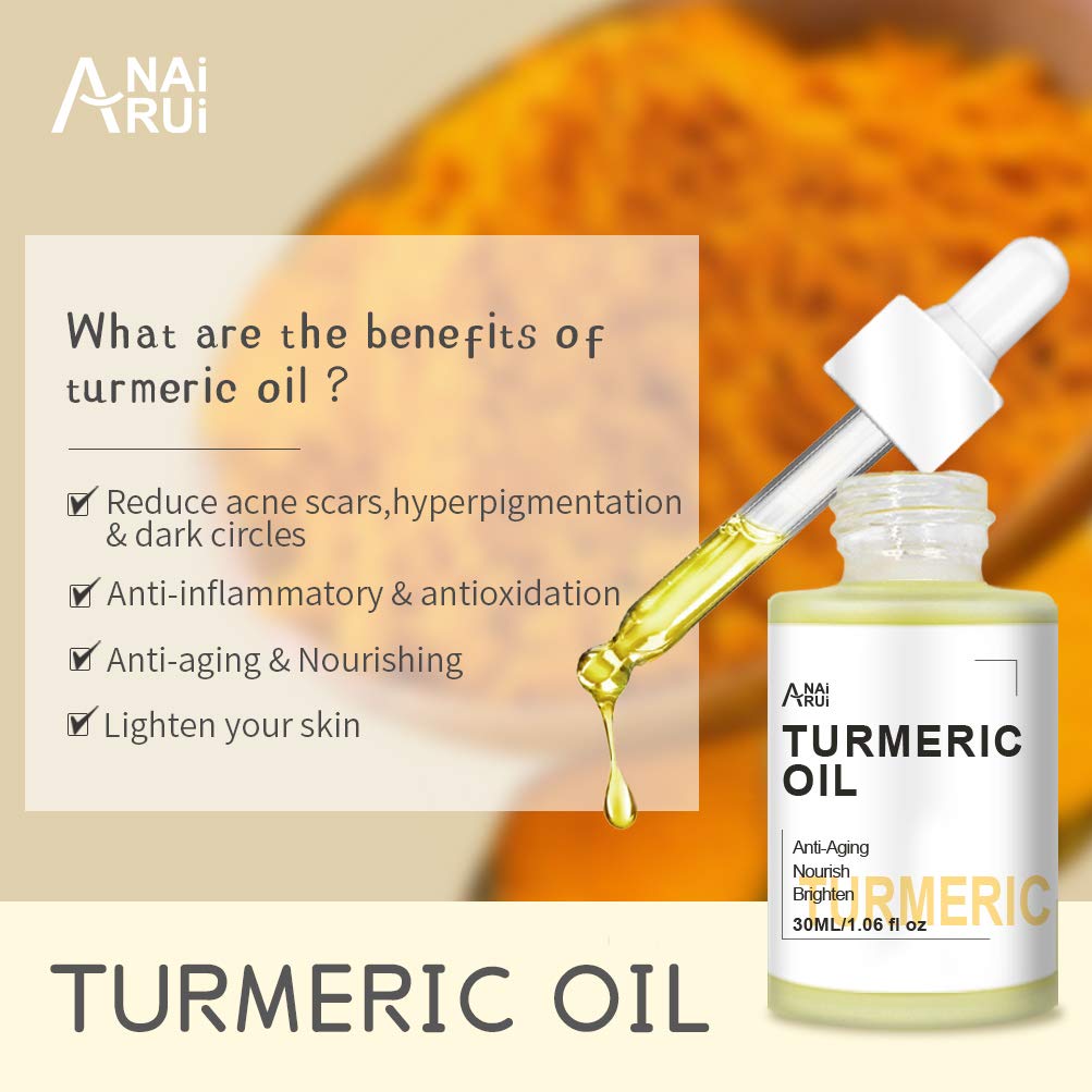 ANAIRUI Turmeric Facial Oil, Premium Anti-Aging Skin Oil, Face Moisturizer Oil, Radiant Glow Face Oil for All Skin Types, 1.06oz: Beauty