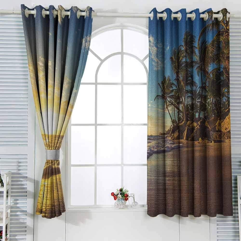 Tema cortinas personalizadas imagen del océano de palmeras en la playa