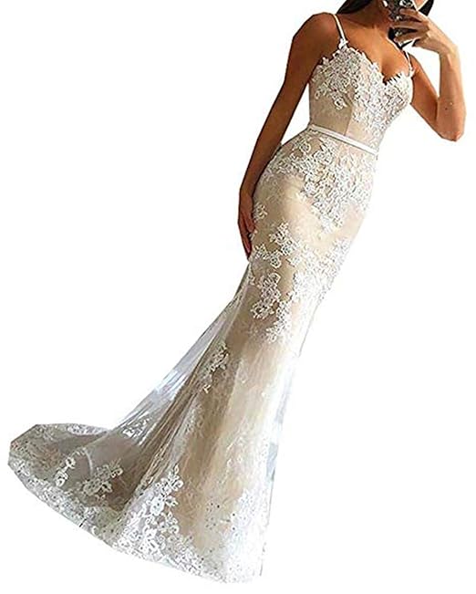 Special Bridal V-Ausschnitt Spitze Meerjungfrau Abendkleider Sweep Zug Trompete Ärmel 2019 Partykleid