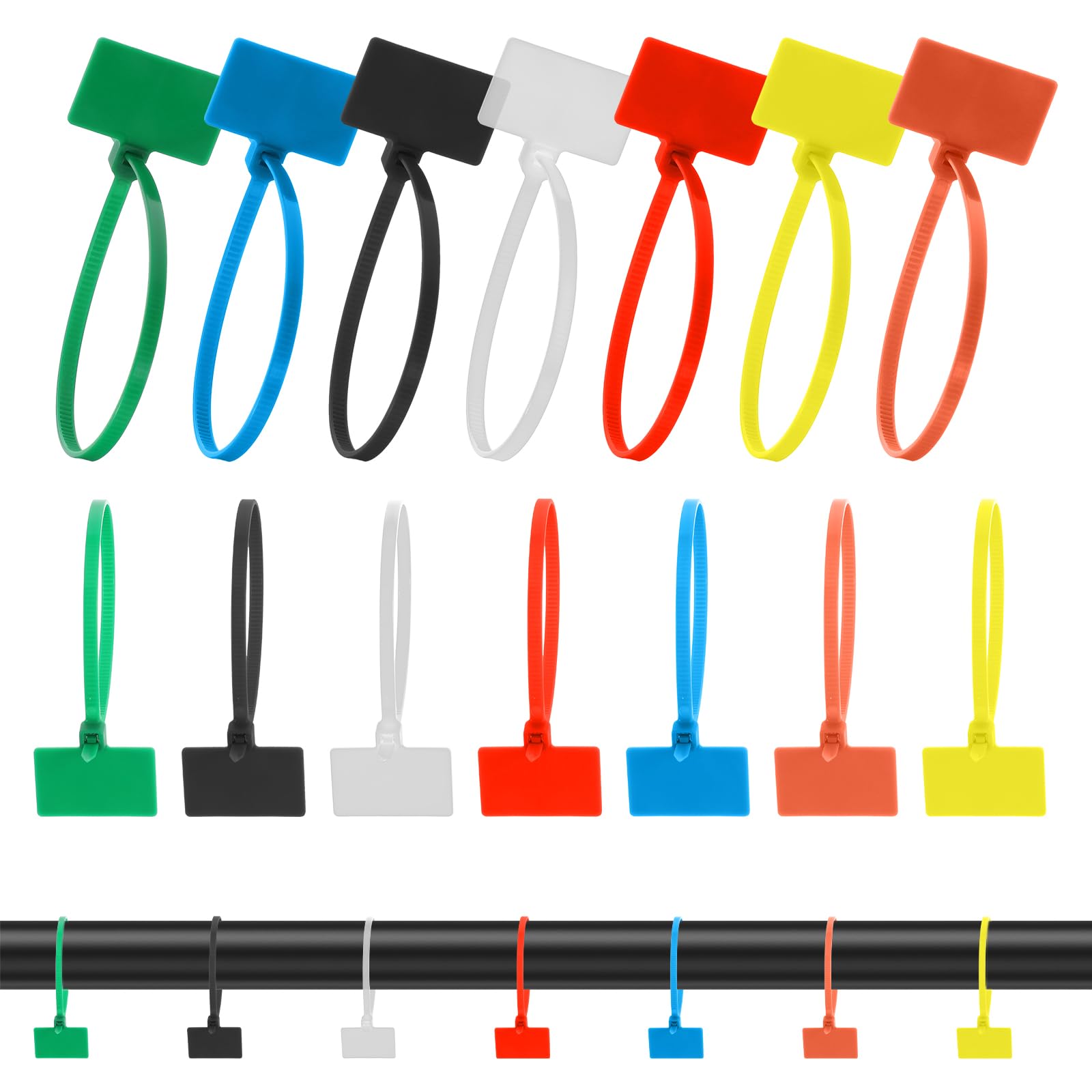 Cable Zip Tie with Tag 100 Pcs Wire Zip Ties with Label Self-Locking Plastic Nylon Cable Ties with Write On Label Multicolor Small Zip Tie Label Tags for Wire Marking Organizing (Colorful)