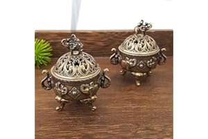 1PC Vintage Brass Elephant Incense Burner, Tripod Incense Holder with Hollow-Carved Design & Elephant Lid, Aromatherapy Cense