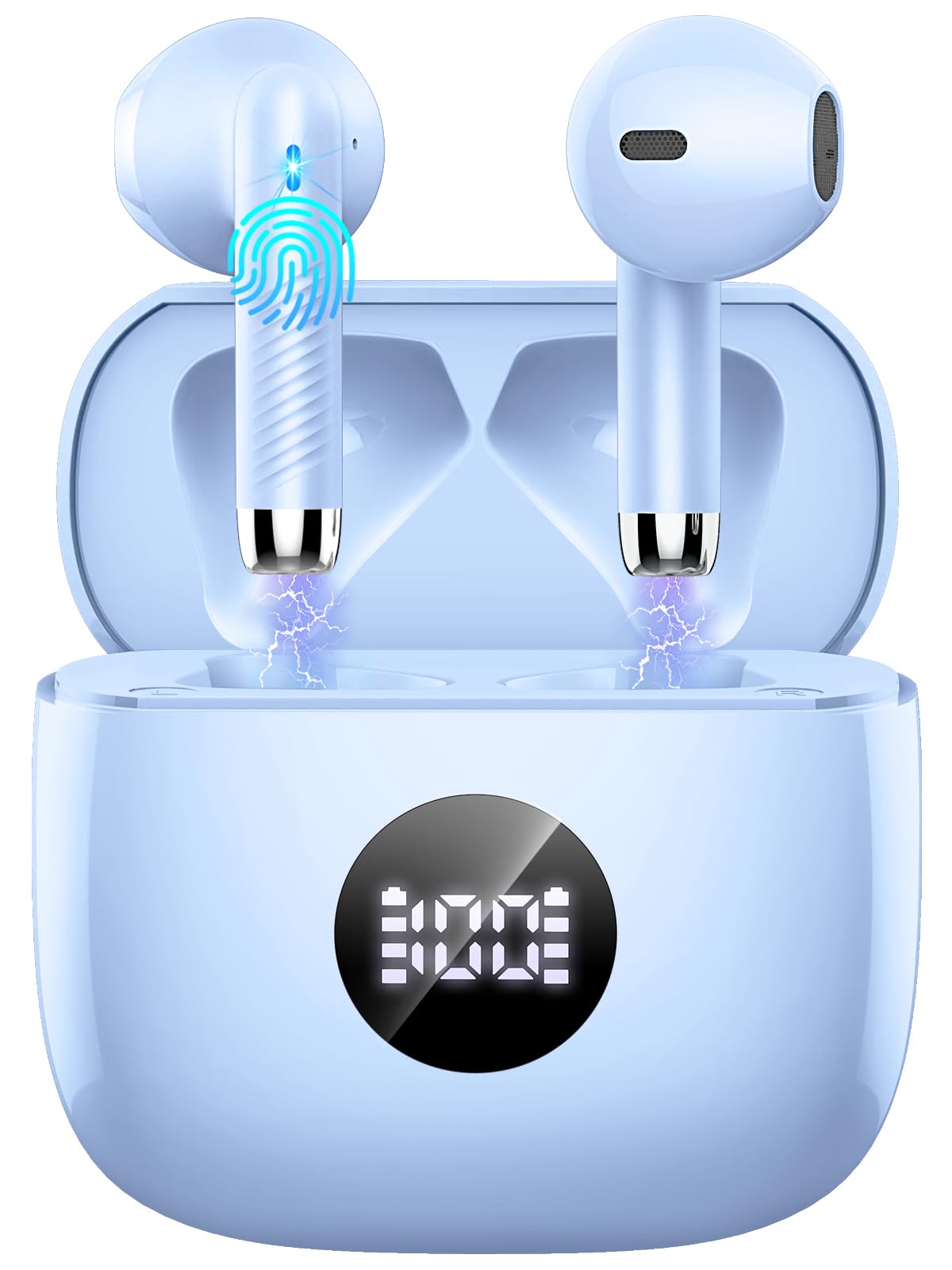 Wireless Earbuds, Bluetooth 5.4 Headphones in Ear with 4 ENC Noise Cancelling Mic, Bluetooth Earbuds 40Hrs Playtime, Wireless Earphones HiFi Stereo Deep Bass, IP7 Waterproof, USB-C Fast Charge, Purple
