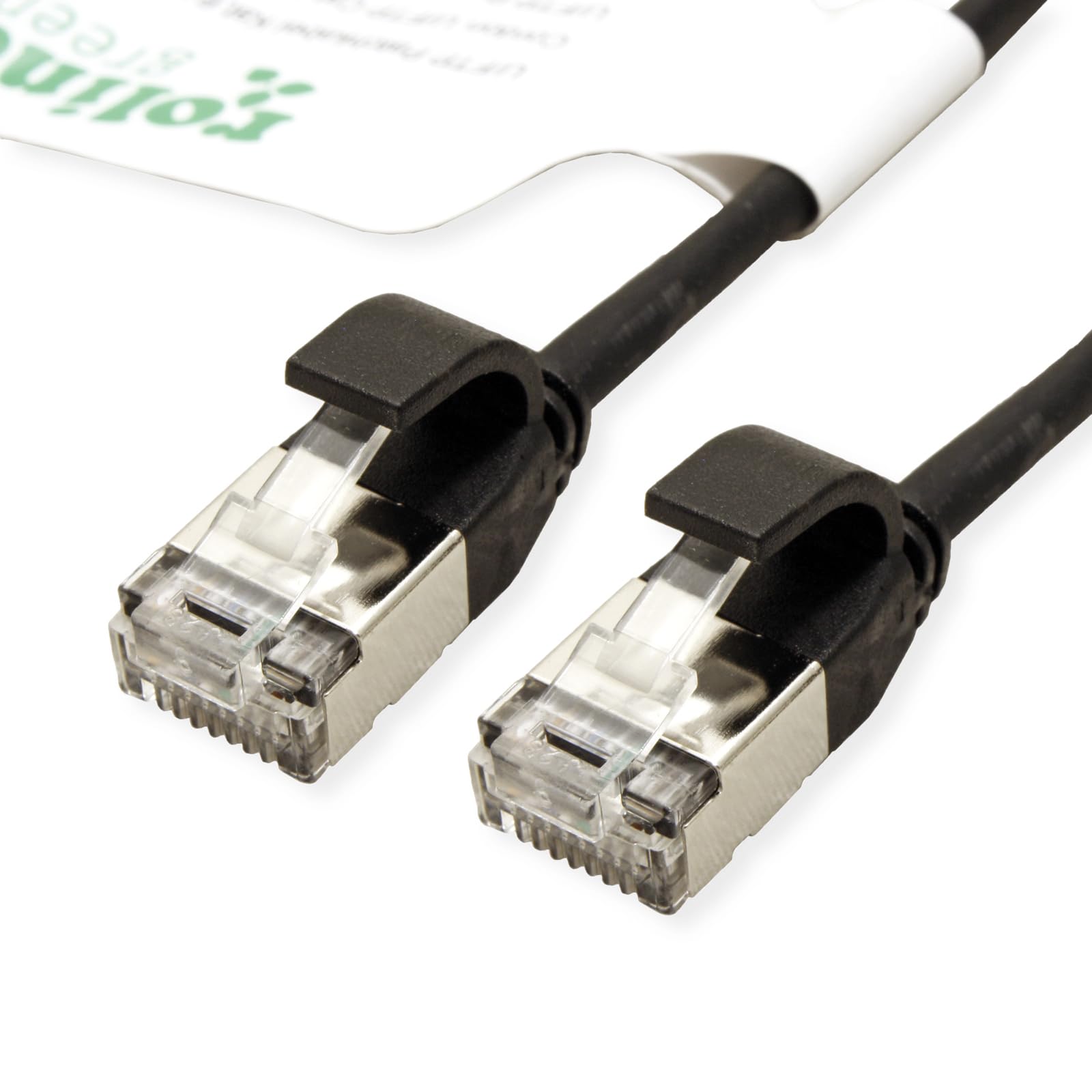 ROLINE GREEN U/FTP Patch Cable Cat.6A (Class EA), LSOH, Slim, Black, 1 m