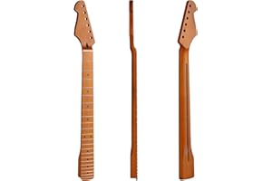Fendirocik 22fret Yellowish Matte 9.5" Electric Guitar Neck ST Left Hand Canadian Roasted Maple Electric Guitar Neck, Cow Bone Nut
