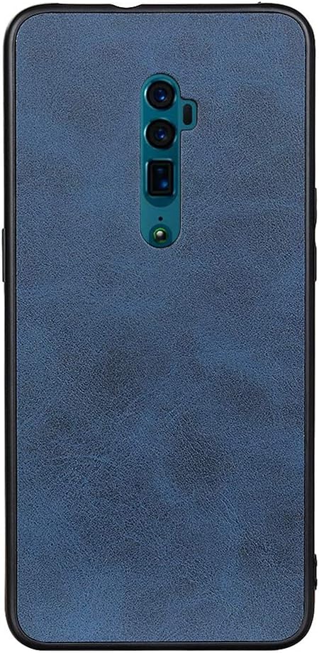 LUSHENG Oppo Reno 10x Zoom Case, Retro Soft TPU Shock Absorption Non-Slip Soft Edge Cover for Oppo Reno 10x Zoom - Blue