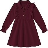 Vieille Toddler Long Sleeve Dress Girl Ruffle Fall Dress Kids Solid Casual Outfits 2-6T